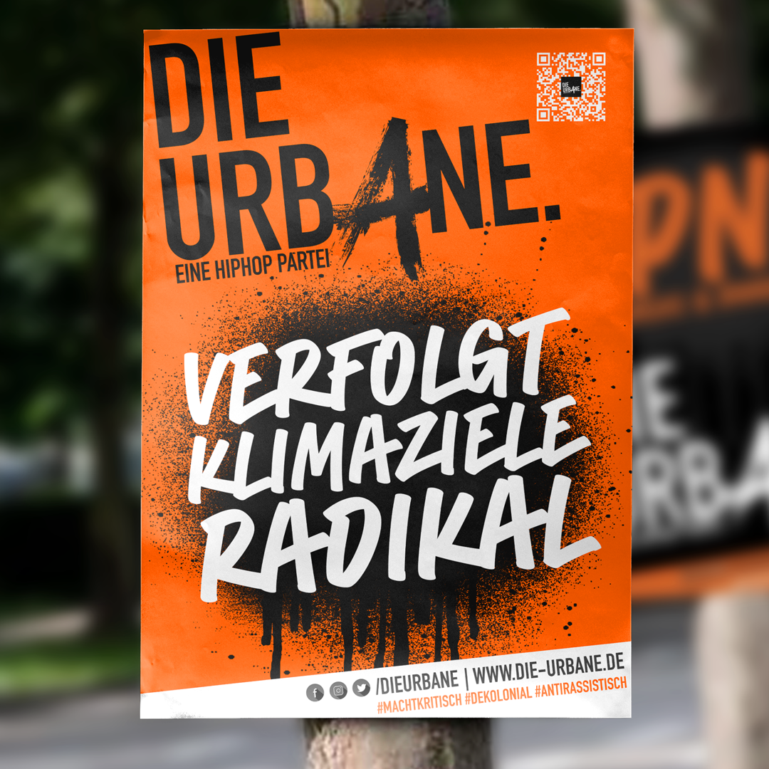 Wahlplakat Die Urbane. verfolgt Klimaziele radikal